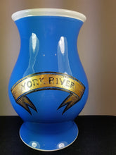 Load image into Gallery viewer, Antique Pharmacy Jar Vase Blue White and Gold Ceramic Pottery Late 1800's Original
