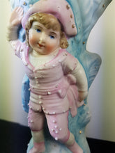 Load image into Gallery viewer, Antique German Bisque Flower Vase Set of 2 Pair Boy and Girl Figurines Victorian Original 1800's Ceramic Porcelain Hand Painted