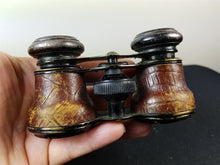 Load image into Gallery viewer, Antique Opera Glasses Binoculars Brown Leather and Metal Early 1900's Edwardian