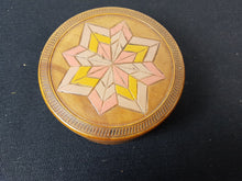 Load image into Gallery viewer, Vintage Wooden Trinket or Jewelry Box 1920's Art Deco Painted and Carved Round