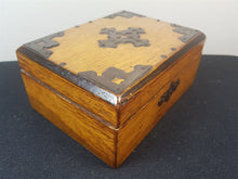 Load image into Gallery viewer, Antique Jewelry Trinket or Sewing Box Wood and Metal Victorian 1800's Original Wooden