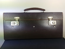 Load image into Gallery viewer, Vintage Jewelry Salesman Travel Display Bag Case Traveling Bag Brown Leather and Silver Chrome Metal 1930's