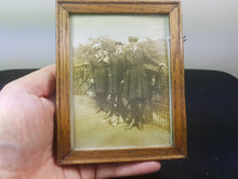 Load image into Gallery viewer, Vintage Miniature Oak Wood Frame with Picture of Women in Uniform and Dogs 1920's Wooden