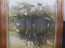 Load image into Gallery viewer, Vintage Miniature Oak Wood Frame with Picture of Women in Uniform and Dogs 1920's Wooden