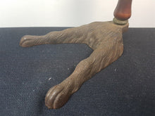 Load image into Gallery viewer, Antique Laboratory Flask Bottle with Wood Handle and Cast Iron Claw Feet Stand Scientific 1800's Original Rare Unusual Oddity