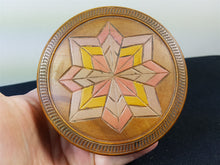 Load image into Gallery viewer, Vintage Wooden Trinket or Jewelry Box 1920's Art Deco Painted and Carved Round
