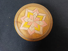 Load image into Gallery viewer, Vintage Wooden Trinket or Jewelry Box 1920's Art Deco Painted and Carved Round