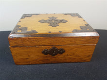 Load image into Gallery viewer, Antique Jewelry Trinket or Sewing Box Wood and Metal Victorian 1800's Original Wooden