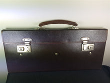 Load image into Gallery viewer, Vintage Jewelry Salesman Travel Display Bag Case Traveling Bag Brown Leather and Silver Chrome Metal 1930's