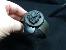Load image into Gallery viewer, Antique Vulcanite Cuff Bracelet English Mourning Jewelry Victorian Original with Carved Lady Cameo 1800's Rare One Size Adjustable Women's