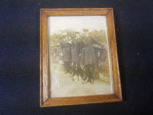 Load image into Gallery viewer, Vintage Miniature Oak Wood Frame with Picture of Women in Uniform and Dogs 1920's Wooden