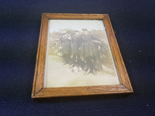Load image into Gallery viewer, Vintage Miniature Oak Wood Frame with Picture of Women in Uniform and Dogs 1920's Wooden