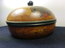 Load image into Gallery viewer, Vintage Wooden Jewelry or Trinket Box Painted Wood 1920's Original Round with Hand Painted Flowers