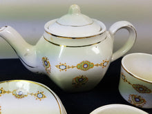 Load image into Gallery viewer, Antique Miniature Tea Set Child's Doll's Victorian Ceramic Teapot Saucer's Teacups  Children's 1800's Original