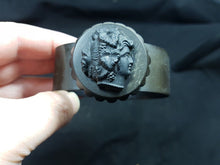 Load image into Gallery viewer, Antique Vulcanite Cuff Bracelet English Mourning Jewelry Victorian Original with Carved Lady Cameo 1800's Rare One Size Adjustable Women's