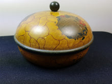 Load image into Gallery viewer, Vintage Wooden Jewelry or Trinket Box Painted Wood 1920's Original Round with Hand Painted Flowers