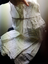 Load image into Gallery viewer, Antique White Cotton Girl's Christening Gown Dress Victorian 1800's Original
