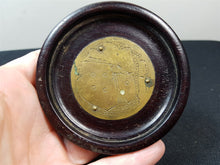 Load image into Gallery viewer, Antique Wood and Brass Metal Coin Jewelry or Pin Tray Dish Round Hand Tooled Hand Made Original Late 1800's Wooden