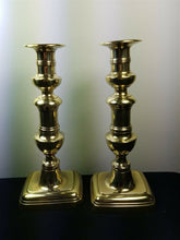 Load image into Gallery viewer, Antique Brass Candlestick Holders 1800's Victorian Original Candle Stick Holder Set Pair of 2