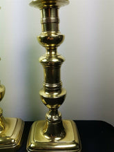 Load image into Gallery viewer, Antique Brass Candlestick Holders 1800's Victorian Original Candle Stick Holder Set Pair of 2