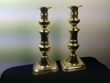 Load image into Gallery viewer, Antique Brass Candlestick Holders 1800's Victorian Original Candle Stick Holder Set Pair of 2