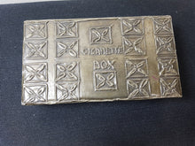 Load image into Gallery viewer, Antique Cigarette Box Wood and Pewter Metal Tooled Early 1900's Hand Made Original Arts and Crafts