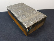 Load image into Gallery viewer, Antique Cigarette Box Wood and Pewter Metal Tooled Early 1900's Hand Made Original Arts and Crafts