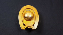 Load image into Gallery viewer, Antique Mauchline Ware Treen Wood Horse Show and Jockey Cap Inkwell Box Blairgowrie Scotland Souvenir