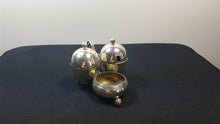 Load image into Gallery viewer, Vintage Silver Plated Salt and Pepper Shakers Mustard Pot Salt Cellar Cruet Set Silver Plate Silverplated Silverplate 1920's 1930's English