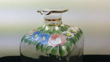 Load image into Gallery viewer, Vintage Glass Decanter Bottle Clear with Hand Painted Flowers 1930's Original