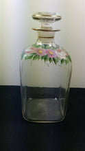 Load image into Gallery viewer, Vintage Glass Decanter Bottle Clear with Hand Painted Flowers 1930's Original