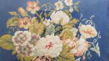 Load image into Gallery viewer, Antique Needlepoint Tapestry of Basket of Flowers in Gold Gilt Frame Late 1800's - Early 1900's Hand Made Original Floral Needle Point