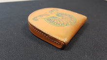 Load image into Gallery viewer, Vintage Brown Leather Coin Change Purse Wallet Hand Tooled with Peacock Bird Hand Made in England