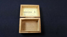 Load image into Gallery viewer, Antique Mauchline Ware Thread Spool Sewing Storage Box Clark and Co Anchor Sewing Thread Victorian 1800's with Birds on Top Wood Wooden