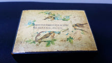 Load image into Gallery viewer, Antique Mauchline Ware Thread Spool Sewing Storage Box Clark and Co Anchor Sewing Thread Victorian 1800's with Birds on Top Wood Wooden