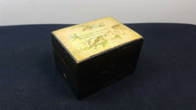 Load image into Gallery viewer, Antique Mauchline Ware Thread Spool Sewing Storage Box Clark and Co Anchor Sewing Thread Victorian 1800's with Birds on Top Wood Wooden