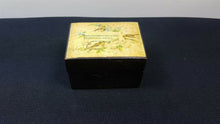 Load image into Gallery viewer, Antique Mauchline Ware Thread Spool Sewing Storage Box Clark and Co Anchor Sewing Thread Victorian 1800's with Birds on Top Wood Wooden
