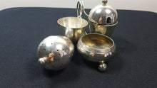 Load image into Gallery viewer, Vintage Silver Plated Salt and Pepper Shakers Mustard Pot Salt Cellar Cruet Set Silver Plate Silverplated Silverplate 1920's 1930's English