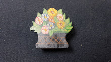 Load image into Gallery viewer, Antique French Matchbox Holder Match Box Hand Painted Wood Flower Basket Wooden Hand Made Original Vintage