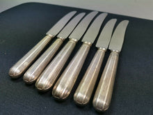 Load image into Gallery viewer, Vintage Silverware Flatware Cutlery Knife Set of 6 Knives Art Deco Silver Handle and Stainless Steel Blades  1920's - 1930's