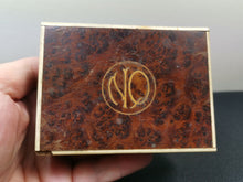 Load image into Gallery viewer, Antique Burl or Burr Wood Jewelry or Trinket Box Late 1800's - Early 1900's Original Wooden Inlaid NQ and Cow Bone Inlay Victorian