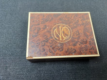 Load image into Gallery viewer, Antique Burl or Burr Wood Jewelry or Trinket Box Late 1800's - Early 1900's Original Wooden Inlaid NQ and Cow Bone Inlay Victorian