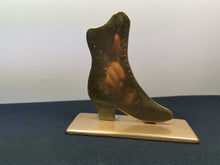 Load image into Gallery viewer, Antique Brass Victorian Ladies Boot Shoe Cobblers Display Sign Oil Lamp Light Reflector 1800's Original Hand Made Miniature Art Sculpture