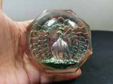 Load image into Gallery viewer, Vintage Glass Paperweight Peacock Bird Intaglio Art Deco 1930's