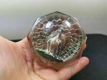 Load image into Gallery viewer, Vintage Glass Paperweight Peacock Bird Intaglio Art Deco 1930's