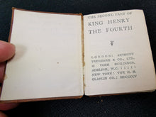 Load image into Gallery viewer, Vintage Miniature Brown Leather King Henry The Fourth by William Shakespeare The Second Part Book 1920's King Henry The 4th IV