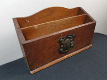 Load image into Gallery viewer, Antique Wooden Desk Top Letter Rack Holder File Organizer Arts and Crafts Art Nouveau Wood and Metal Late 1800's - Early 1900's Original