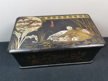 Load image into Gallery viewer, Antique French Societe Francaise de Cotons a Coudre Embroidery Floss Thread Sewing Supplies Box Paper Mache Lacquer Ware Hand Painted 1800's
