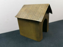 Load image into Gallery viewer, Antique Miniature Doll House Dog House Brass Metal Box with Hinged Top Lid Late 1800's Original