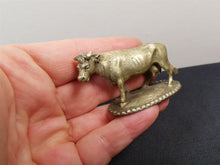 Load image into Gallery viewer, Antique Miniature Cow Figurine Silver Metal Early 1900's
